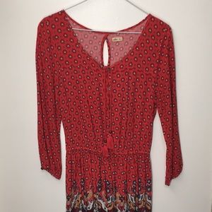 Casual red boho dress